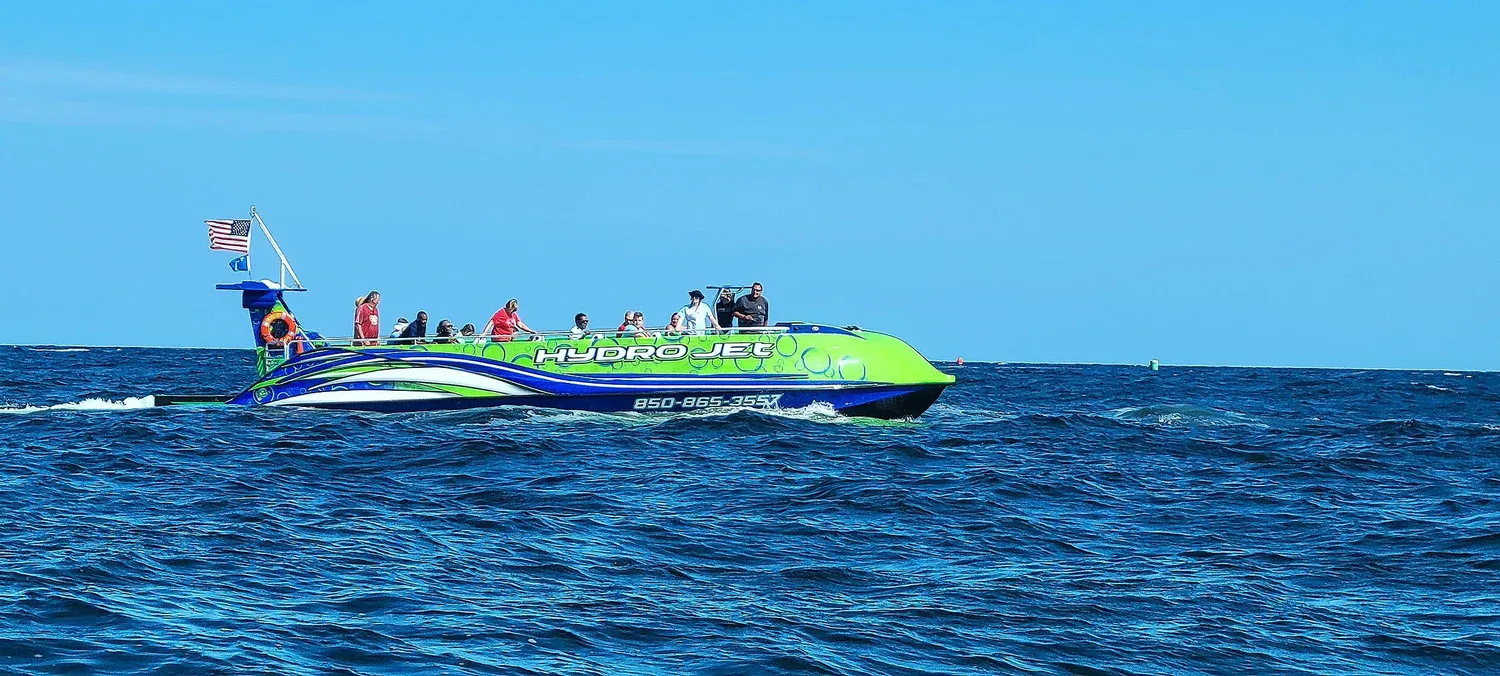 The HydroJet boat, custom-built for Destin waters