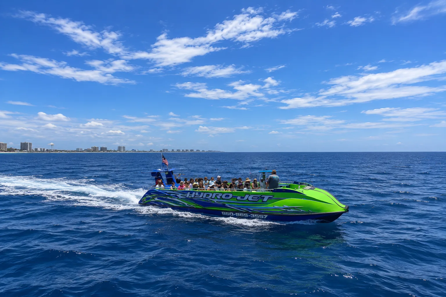 HydroJet Boats speeding through Destin's emerald waters