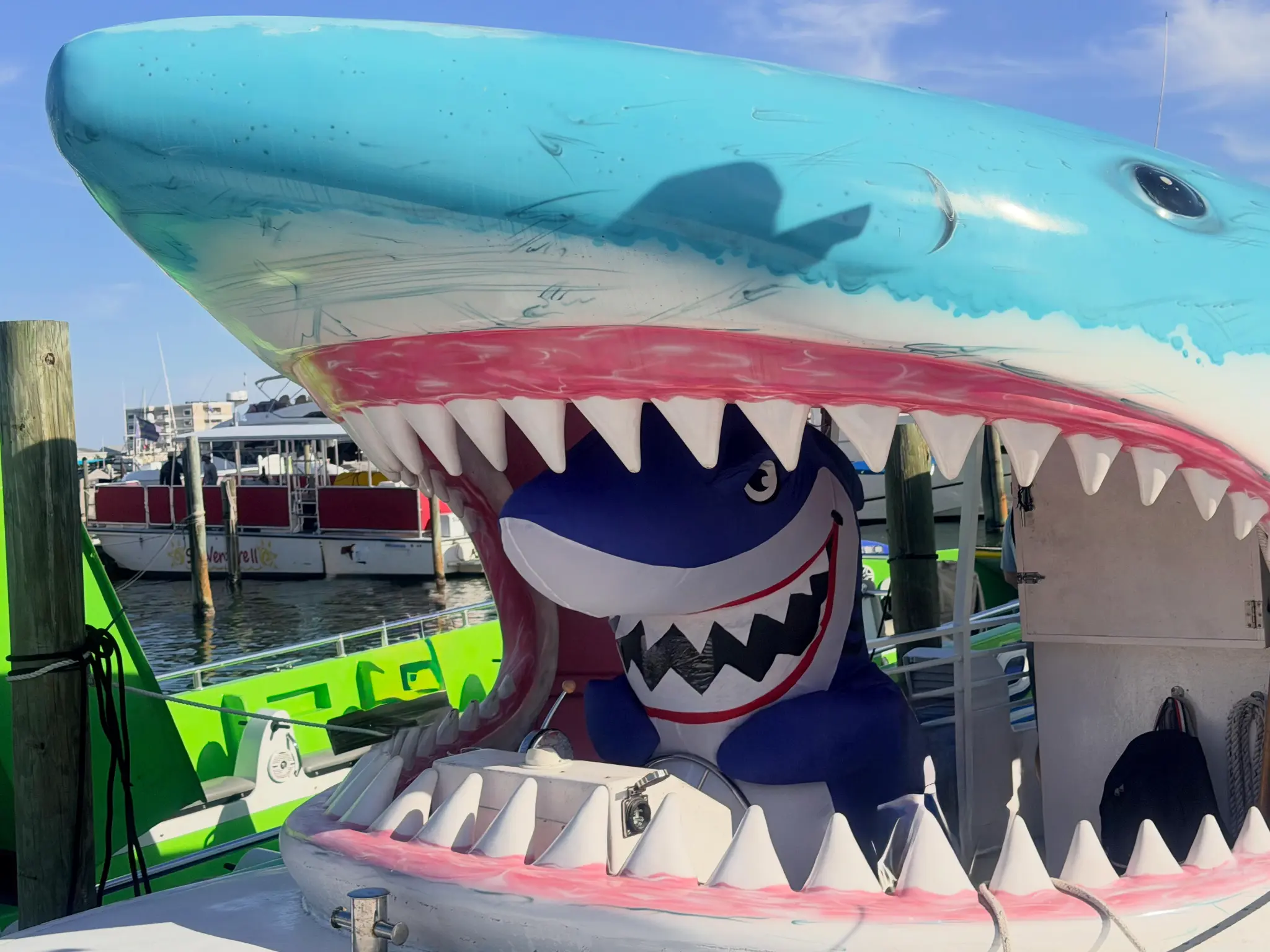 Shark mascot on the Shark Boat